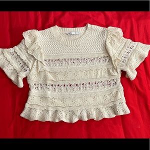 Cream/Tan Zara knitted crop top size M